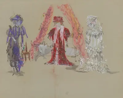 La Folle de Chaillot – maquette de costume – Joséphine, Aurélie, Constance von Christian Bérard