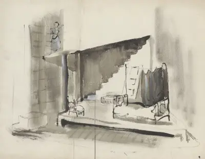 La Nuit – maquette de décor – chambre von Christian Bérard
