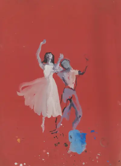 Mozartiana – maquette de costume – couple dansant von Christian Bérard