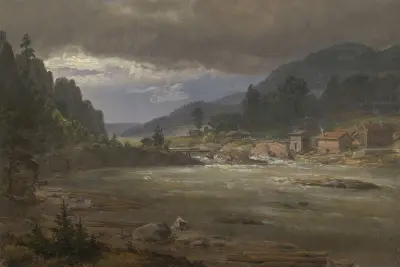 Hellefossen near Hokksund av Johan Christian Dahl