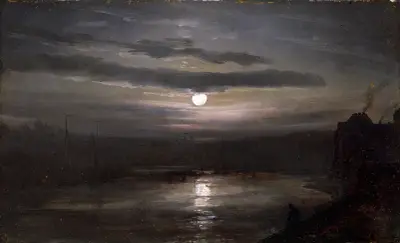 The Elbe in Moonlight av Johan Christian Dahl