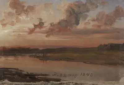 The Elbe in the Evening av Johan Christian Dahl
