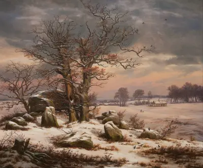Winter Landscape near Vordingborg, Denmark av Johan Christian Dahl