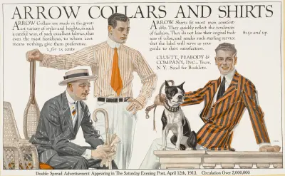 Arrow límečky a košile. Saturday Evening Post, Joseph Christian Leyendecker
