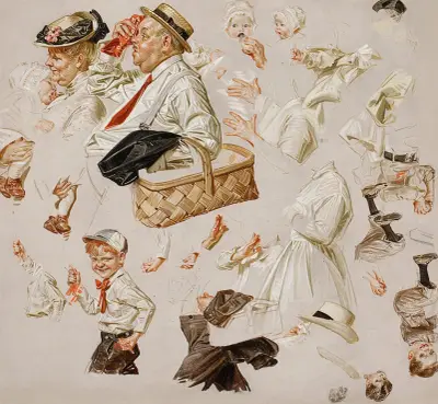 Studie k obálce The Saturday Evening Post, 3. července, Joseph Christian Leyendecker
