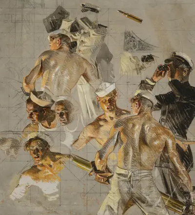 Američtí námořníci, studie obálky časopisu Collier's, Joseph Christian Leyendecker