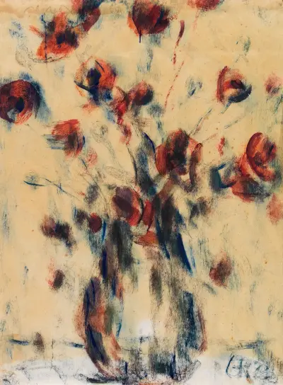 Feldmohn in blauer Vase von Christian Rohlfs