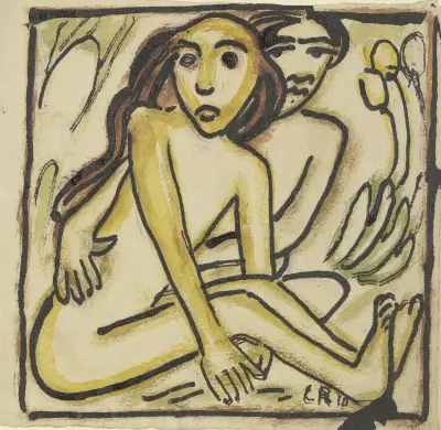 Sitzendes Paar (Akte) von Christian Rohlfs