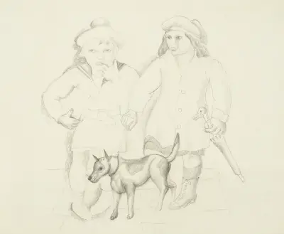 Children with a dog, Christopher Wood