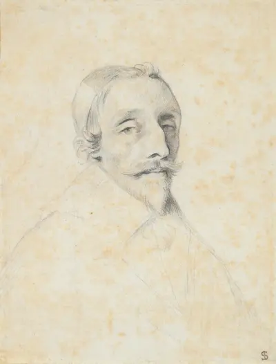 Portrait of Armand Jean du Plessis, Duke and Cardinal de Richelieu av Claude Mellan
