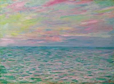 Coucher De Soleil À Pourville, Pleine Mer av Claude Monet
