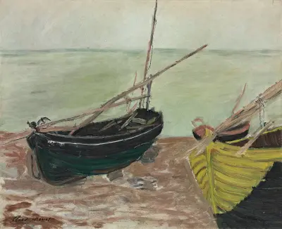 Étude de bateaux sur la plage d’Étretat av Claude Monet
