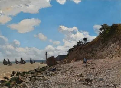 The Beach at Honfleur av Claude Monet