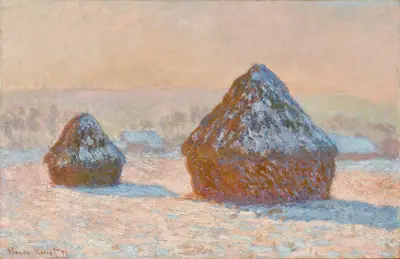 Wheatstacks, Snow Effect, Morning, Claude Monet