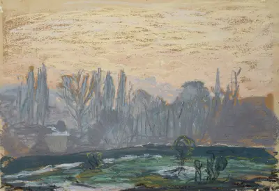 Winter Landscape with Evening Sky av Claude Monet