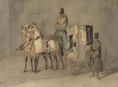 Carriage With Driver And Groom – Autumn von Constantin Guys