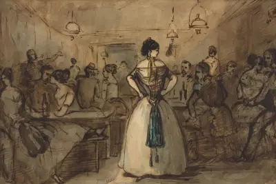 Officers And Courtesans In An Interior von Constantin Guys