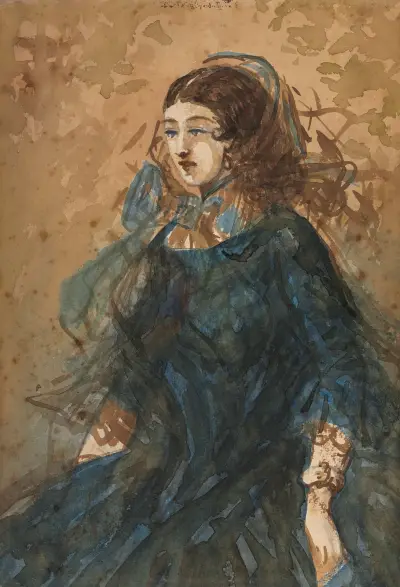 Woman in a Blue Dress von Constantin Guys