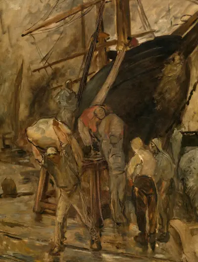 Unloading a Sailing Ship av Constantin Meunier