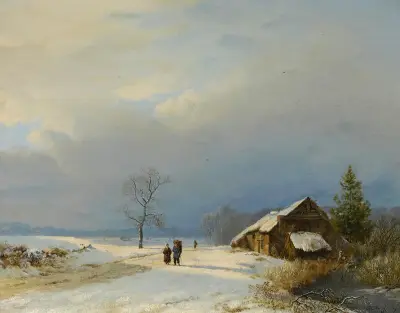 Dutch winter in the Gooi av Barend Cornelis Koekkoek