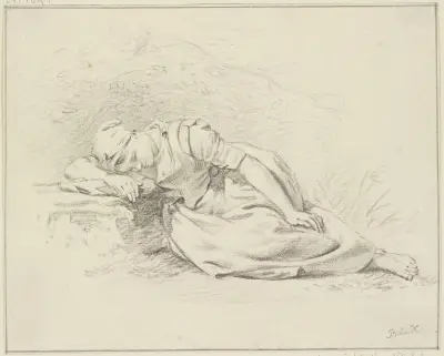 Sleeping girl av Barend Cornelis Koekkoek