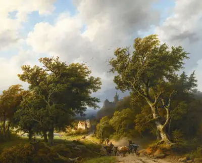 The gust of wind av Barend Cornelis Koekkoek