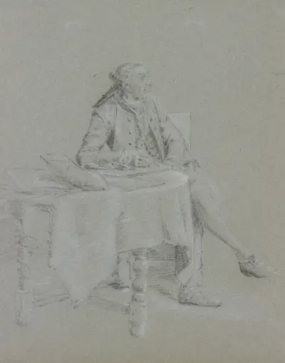 Cavalier sitting at the table, Cornelis Troost