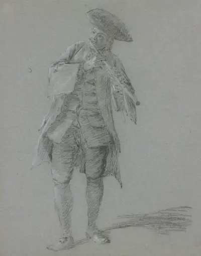Flute-playing cavalier, Cornelis Troost