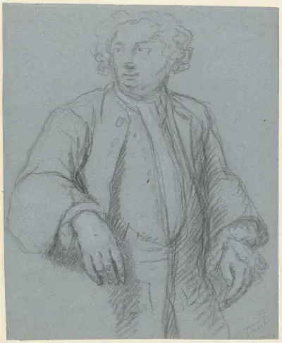 Portret van een onbekende man met lange jas, driekwart naar links, Cornelis Troost