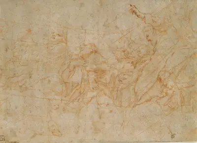 Detail study for the cupola fresco depicting the Assumption of the Virgin in the cathedral of Parma von Correggio