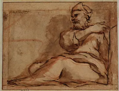 Seated Figure, facing left von Correggio