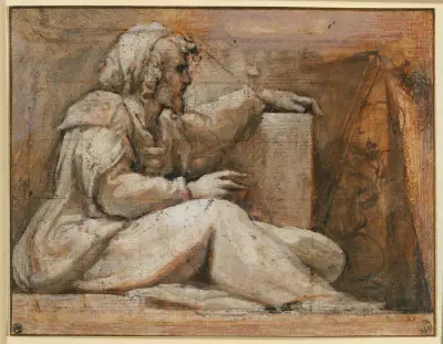 Seated Prophet with Book, facing right von Correggio