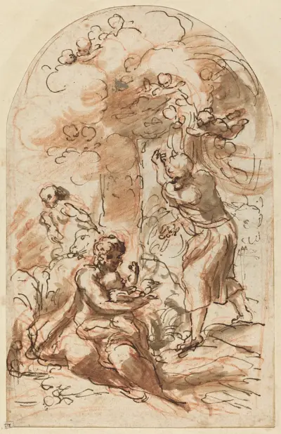 Study for the ‘Madonna della Scodella’ (recto) von Correggio