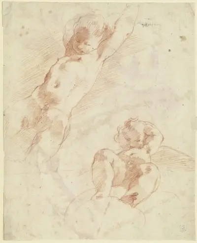 Two putti seen from below von Correggio