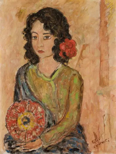 Portrait of a girl with a fan von Tytus Czyżewski