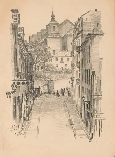 Mariensztat Street av Feliks Jabłczyński