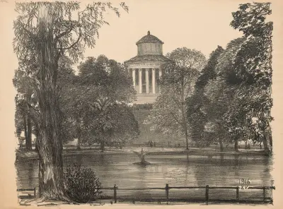 Pond at the Saxon Garden av Feliks Jabłczyński