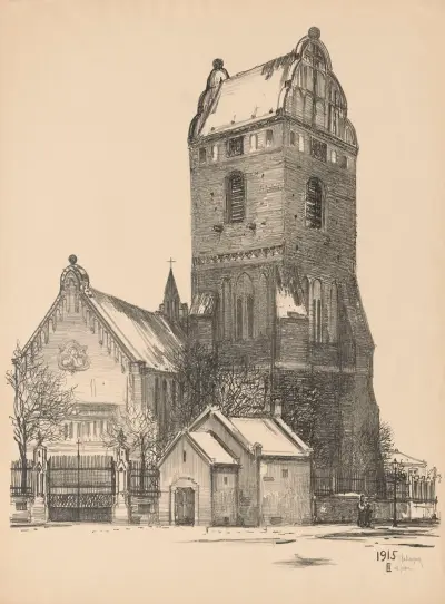 Virgin Mary’s Church in Nowe Miasto, 1916 av Feliks Jabłczyński