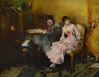 Jeune Femme En Rose Avec Son Enfant av Pascal-Adolphe-Jean Dagnan-Bouveret