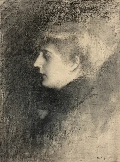 Portrait of a lady in profile av Pascal-Adolphe-Jean Dagnan-Bouveret