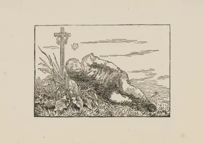 Sovande pojke på en grav av Caspar David Friedrich