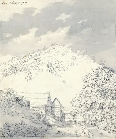 Bondgårdar vid en sluttning av Caspar David Friedrich