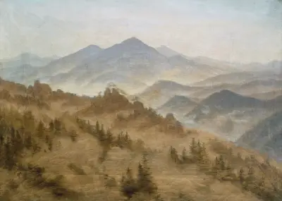 Berg i stigande dimma av Caspar David Friedrich