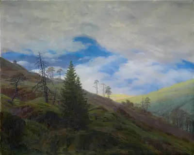 Solgenombrott i Riesengebirge av Caspar David Friedrich