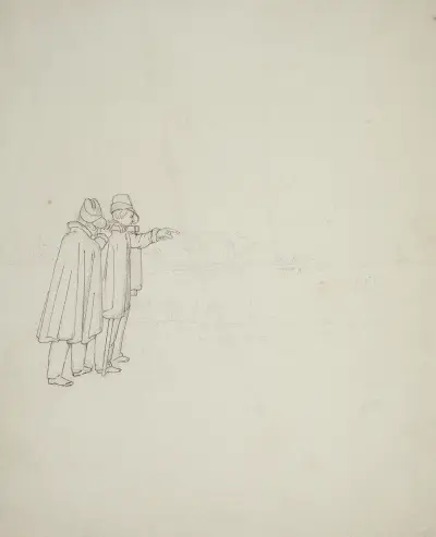Två män som pekar mot havet av Caspar David Friedrich