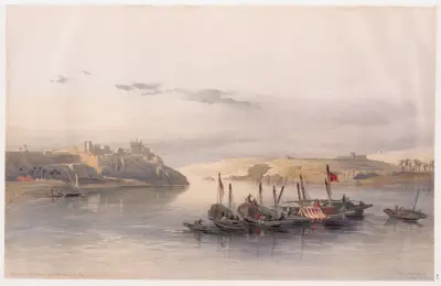 General view of Esouan [sic] and the Island of Elephantine. av David Roberts