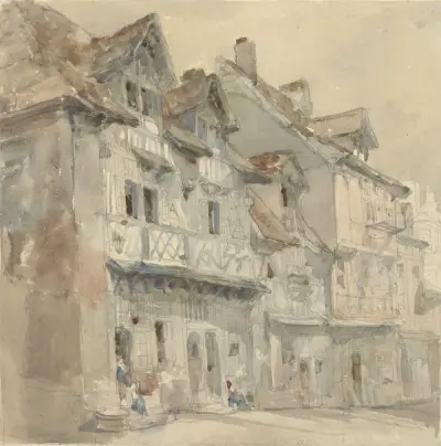 Huizen in Dieppe av David Roberts