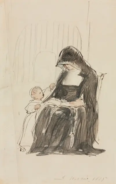 Nun Reading to a Child av Sir David Wilkie