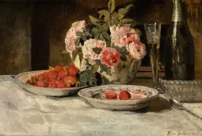 Strawberries and Champagne av Henri de Braekeleer