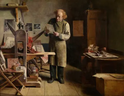 The Plate Printer av Henri de Braekeleer